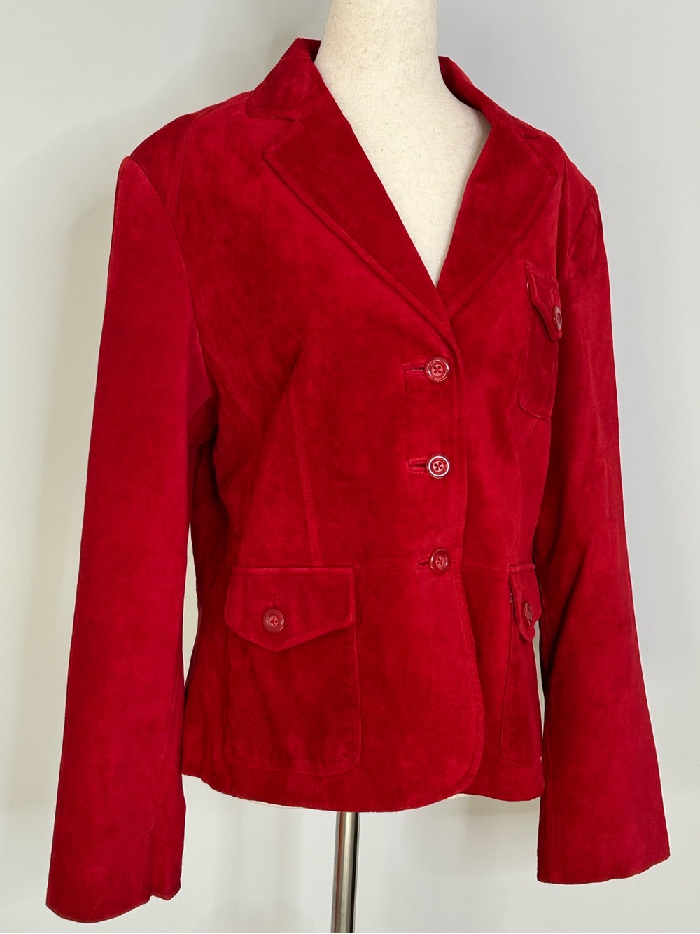 Preston & York Vintage Cherry Red Suede Leather Blazer size Large - Picture 4 of 9